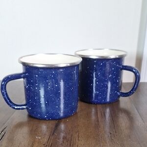 Speckled Blue Enamel Mugs Set